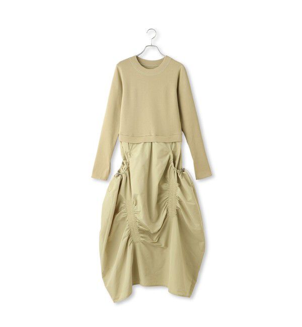 ADAM ET ROPE'「ランダムギャザーコンビワンピース」|ワンピース|