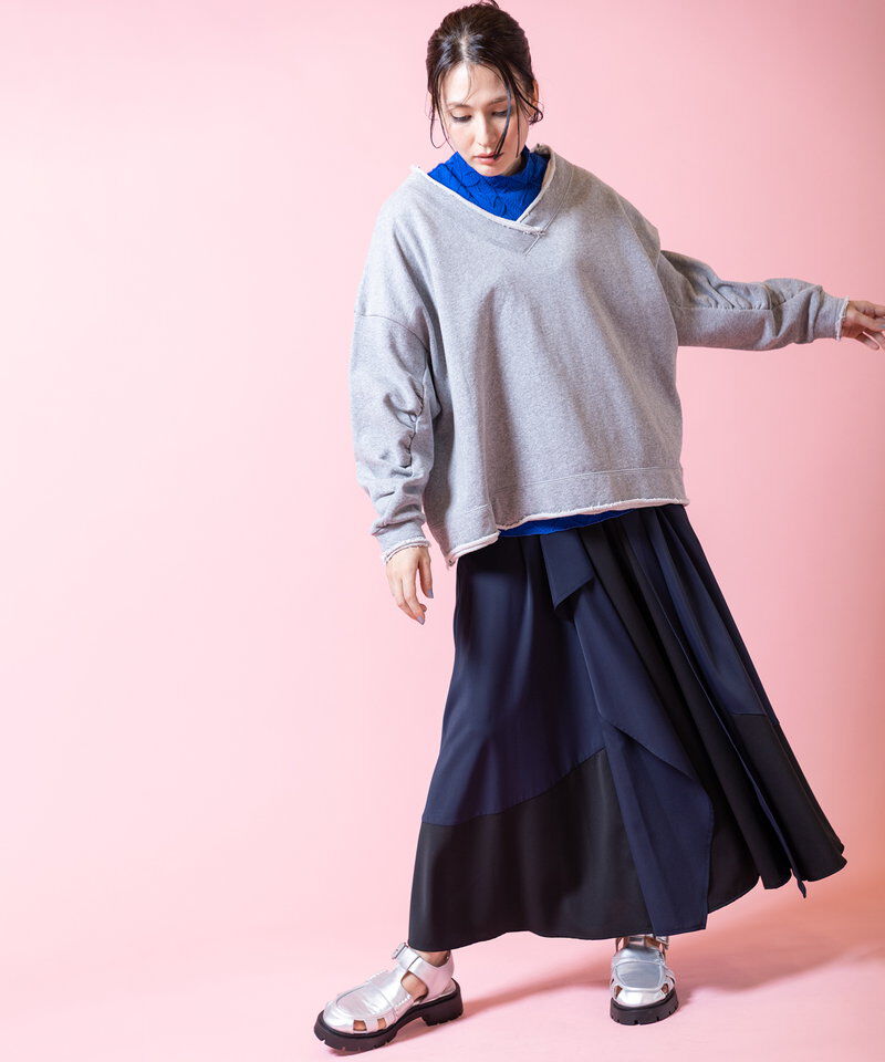  「配色切替フレアースカート」|スカート|