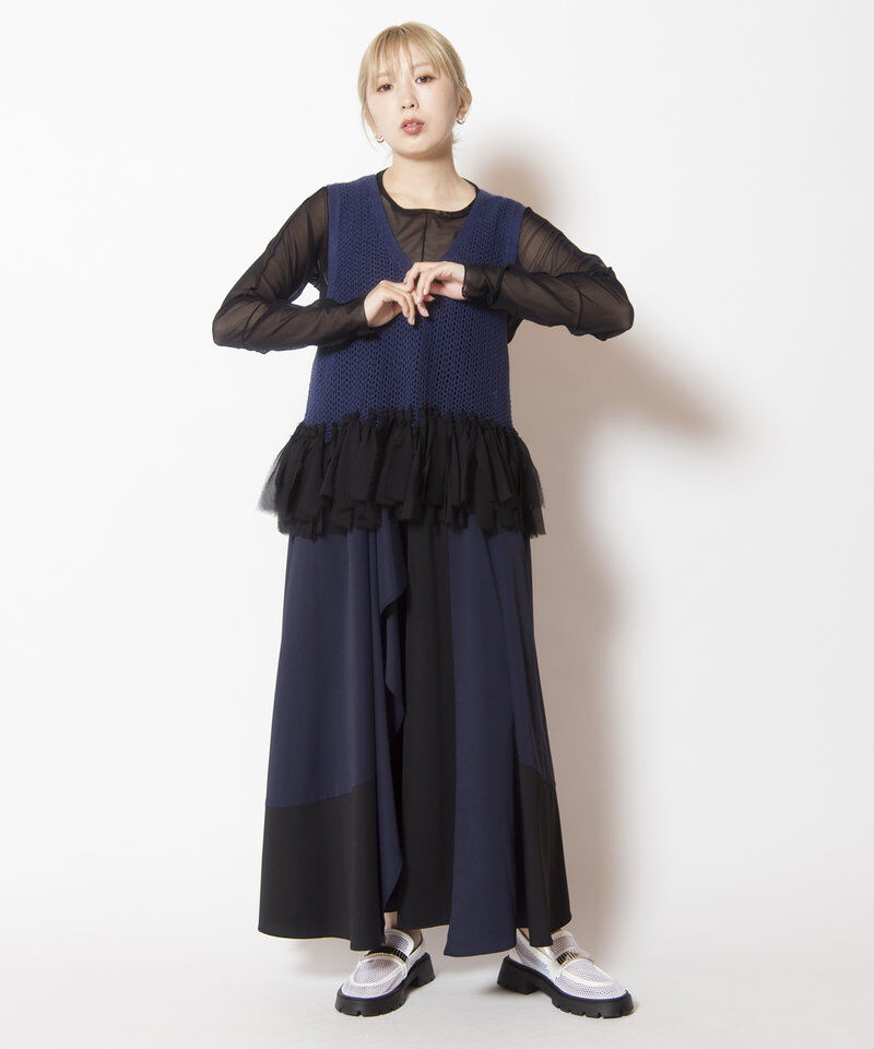  「配色切替フレアースカート」|スカート|