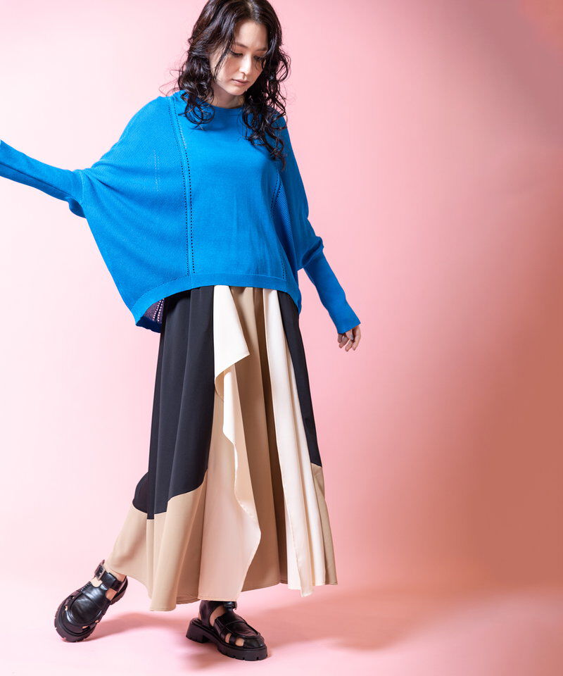  「配色切替フレアースカート」|スカート|