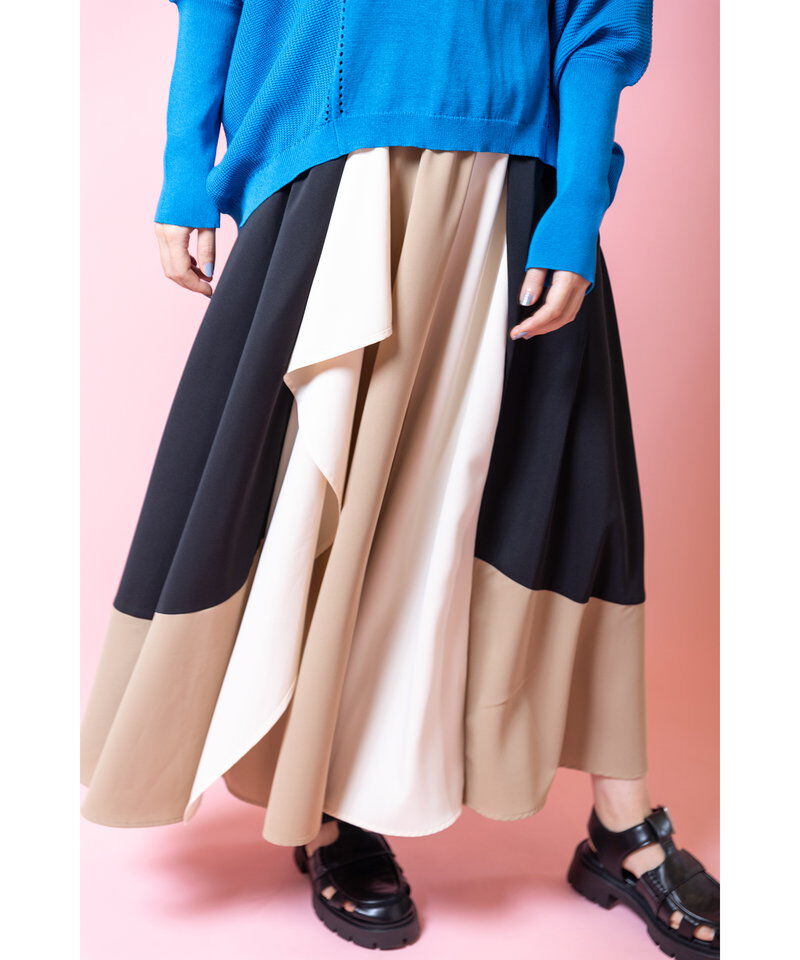  「配色切替フレアースカート」|スカート|