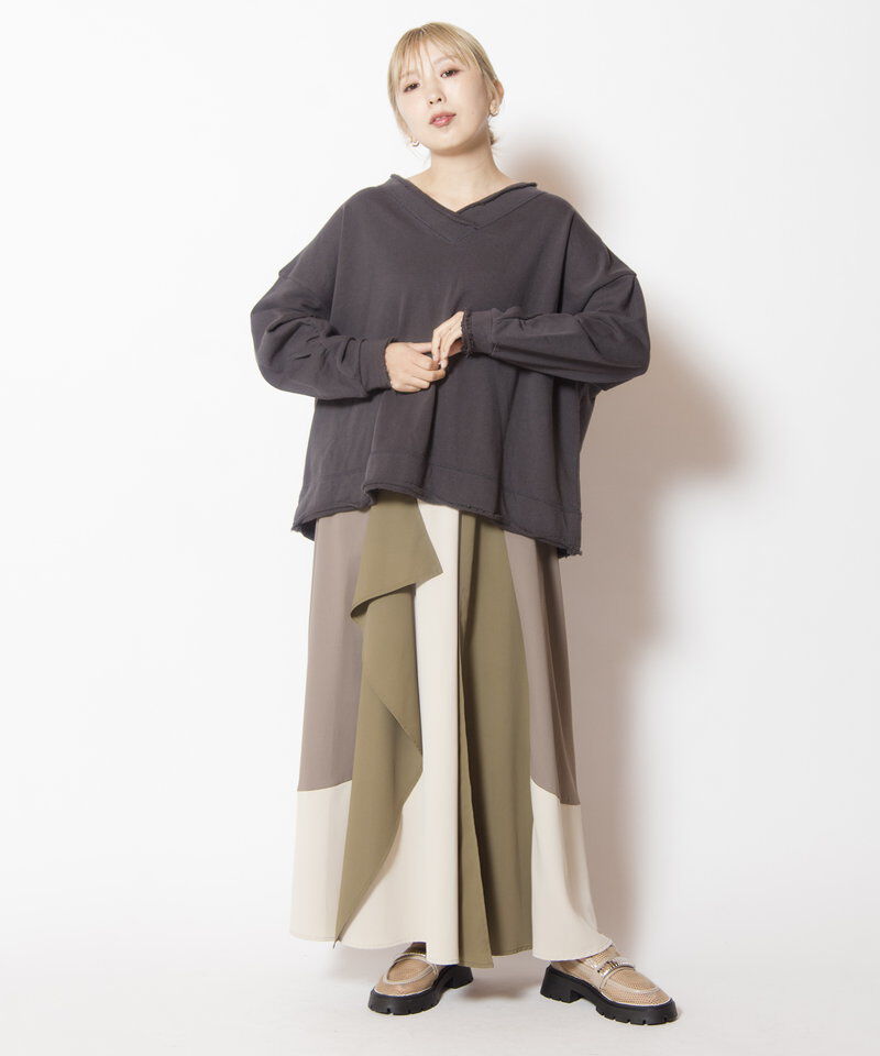  「配色切替フレアースカート」|スカート|