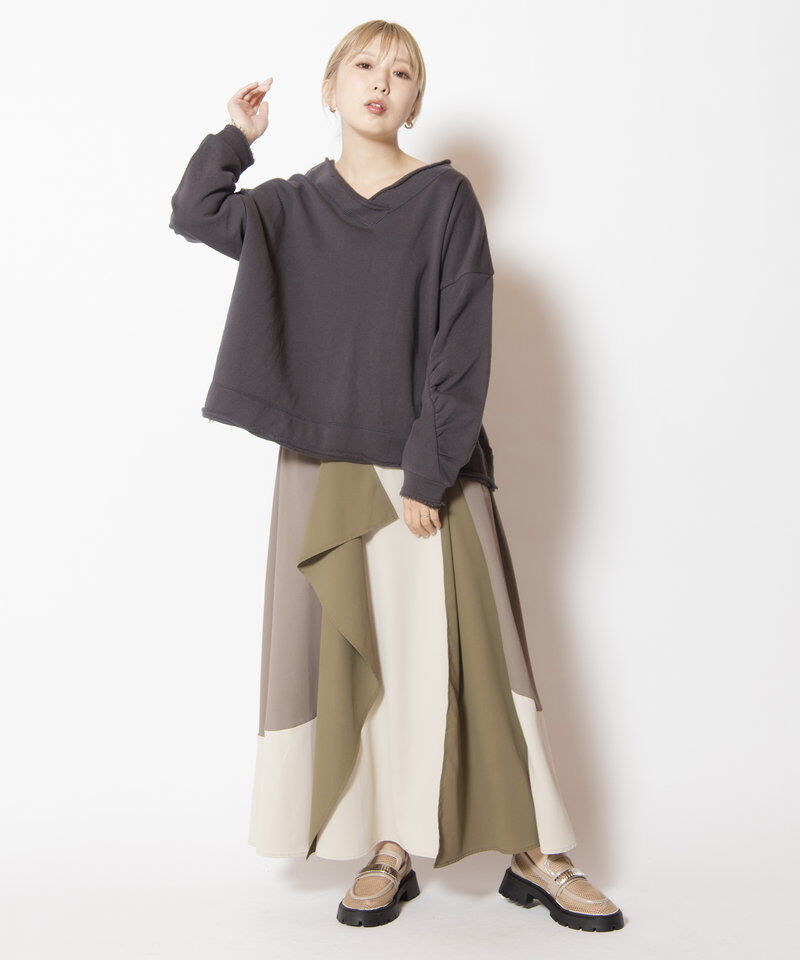  「配色切替フレアースカート」|スカート|