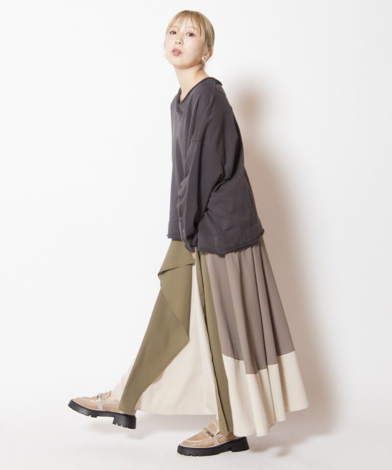  「配色切替フレアースカート」|スカート|