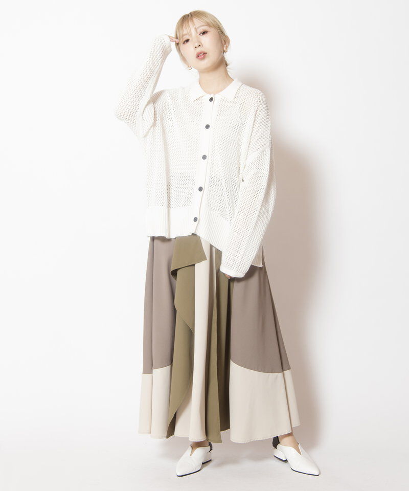  「配色切替フレアースカート」|スカート|