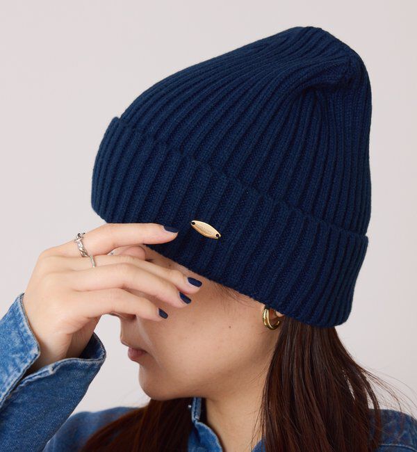  「【PAPILLONNER/パピヨネ】リブニット帽」|ハット|ネイビー