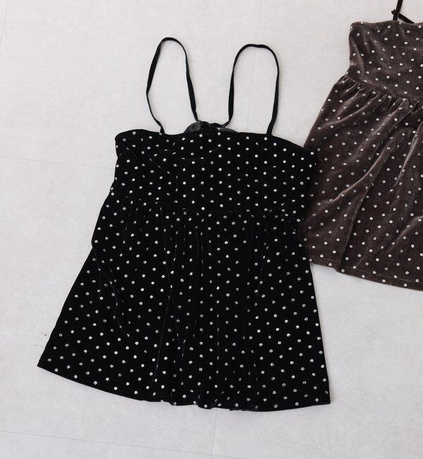  「	グリッタードットベロアキャミセットアップ」|ワンピース|ブラック