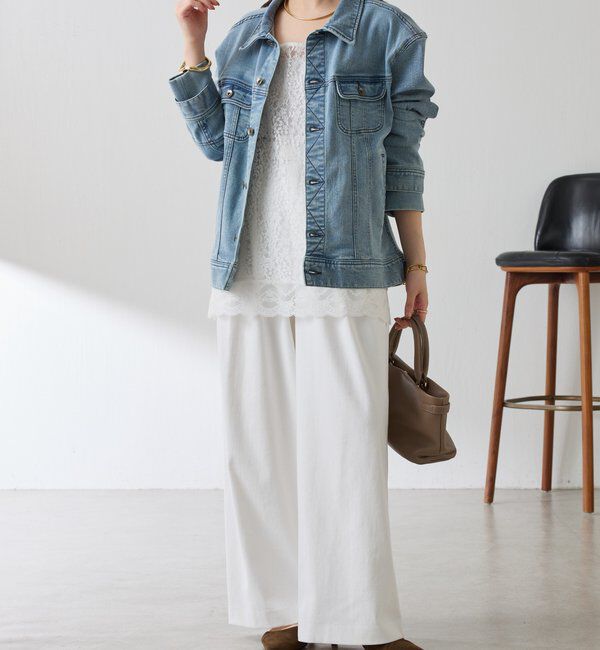  「Q.anos ストレッチリブデニムジャケット」|デニムジャケット|