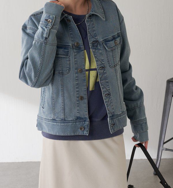  「Q.anos ストレッチリブデニムジャケット」|デニムジャケット|