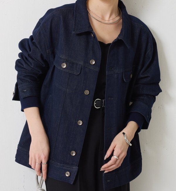  「Q.anos ストレッチリブデニムジャケット」|デニムジャケット|