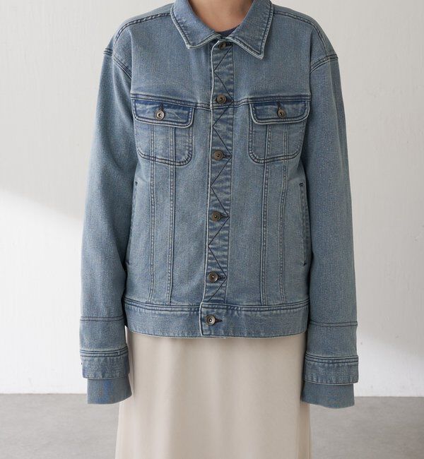  「Q.anos ストレッチリブデニムジャケット」|デニムジャケット|