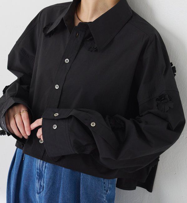  「フラワーモチーフシャツ」|シャツ・ブラウス|ブラック