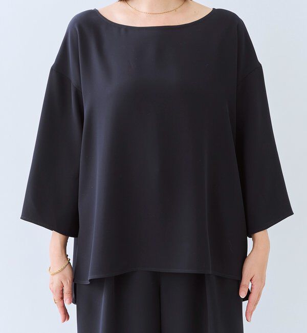  「【セットアップ対応可】ダブルサテンハーフスリーブブラウス」|シャツ・ブラウス|