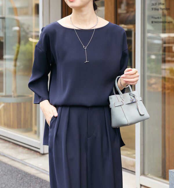  「【セットアップ対応可】ダブルサテンハーフスリーブブラウス」|シャツ・ブラウス|