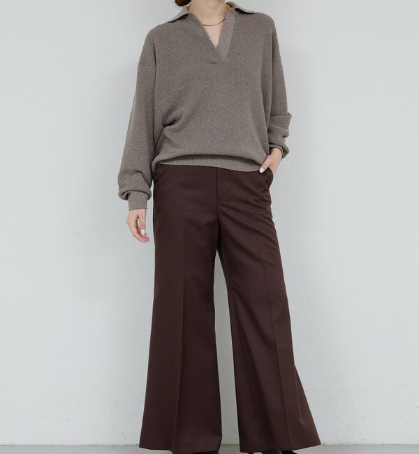  「【HERITANOVUM】【スリーピース対応】ウーステッドウールフレアパンツ」|チノ|