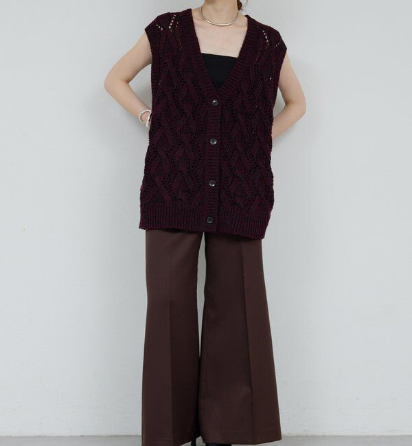  「【HERITANOVUM】【スリーピース対応】ウーステッドウールフレアパンツ」|チノ|