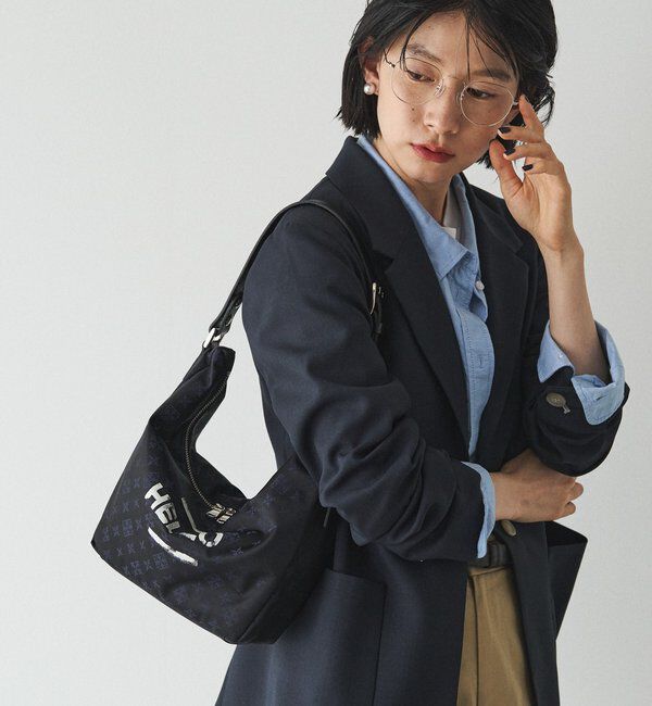  「ステンシル風プリント ナイロン2WAYミニショルダーバッグ」|ショルダー・メッセンジャー|ネイビー