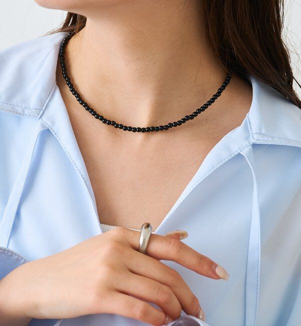  「カラービーズネックレス」|リング|ブラック
