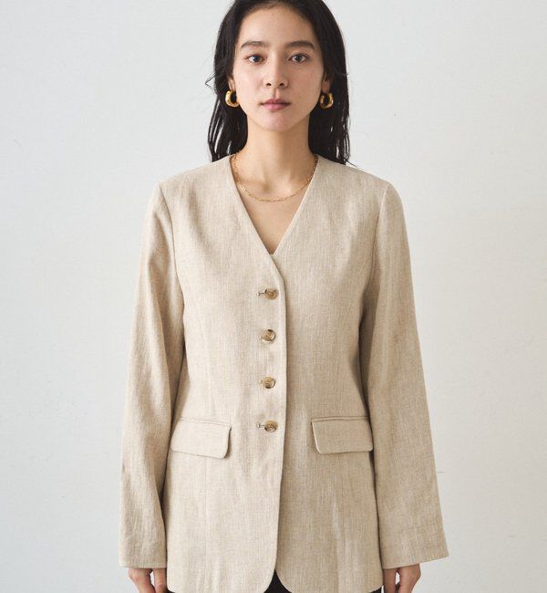  「リネンノーカラージャケット」|ベスト・ジレ|