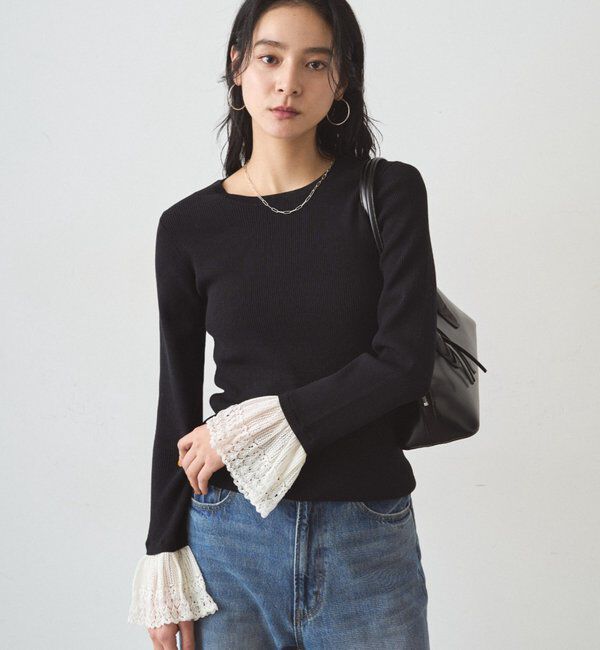  「リブレースニットプルオーバー」|ニット・セーター|