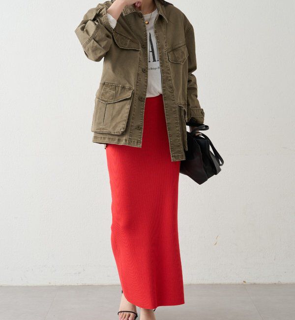  「リブセミフレアニットスカート」|スカート|