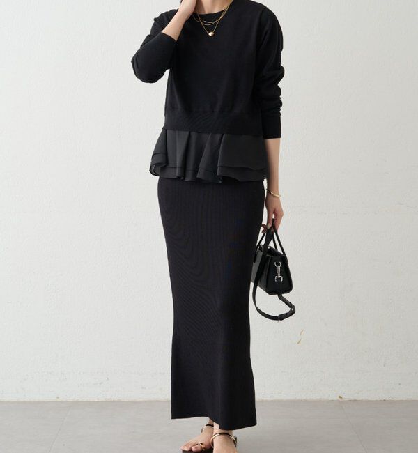  「リブセミフレアニットスカート」|スカート|