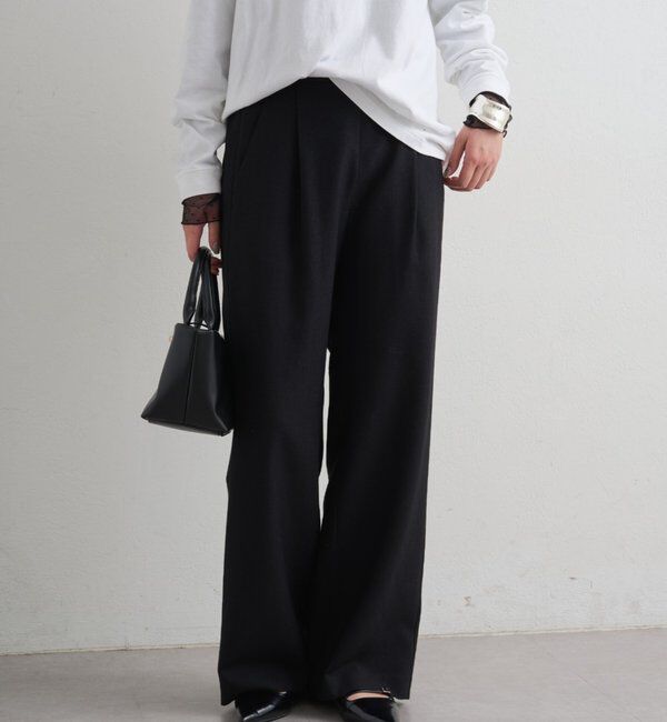  「麻調合繊タックパンツ」|チノ|