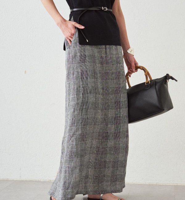  「チェックリネンマキシスカート」|スカート|