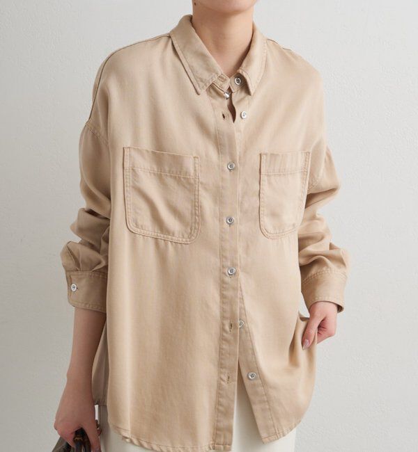  「【全骨格対応！自分サイズで、理想の体型カバー】フルイドデニムシャツ」|シャツ・ブラウス|ベージュ