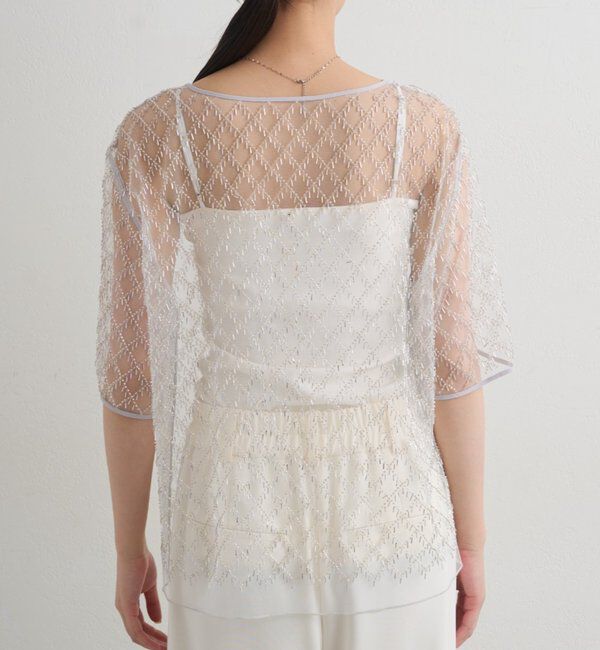  「ビーズシアーハーフスリーブブラウス」|シャツ・ブラウス|