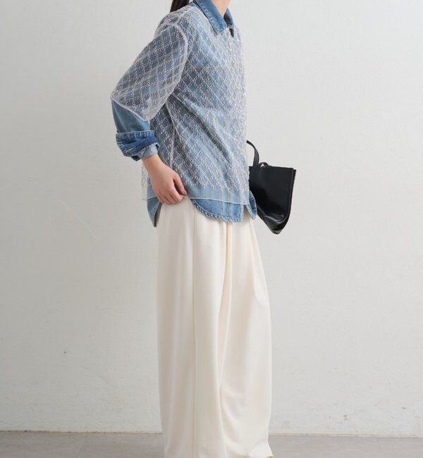  「ビーズシアーハーフスリーブブラウス」|シャツ・ブラウス|