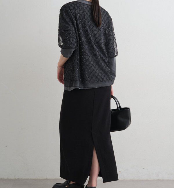  「ビーズシアーハーフスリーブブラウス」|シャツ・ブラウス|