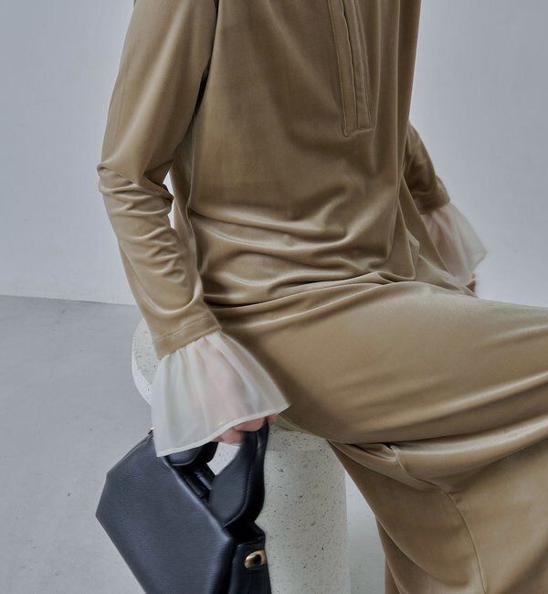  「【低身長サイズあり】フレアスリーブベロアワンピース」|ワンピース|