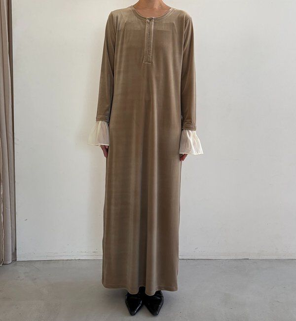  「【低身長サイズあり】フレアスリーブベロアワンピース」|ワンピース|