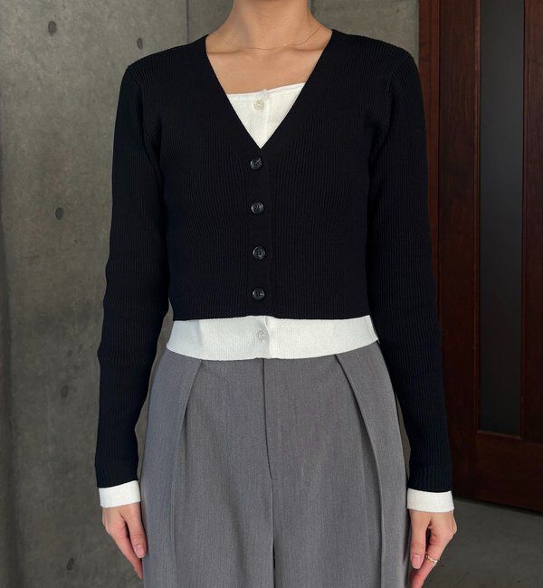  「バイカラーレイヤードカーディガン」|カーディガン|