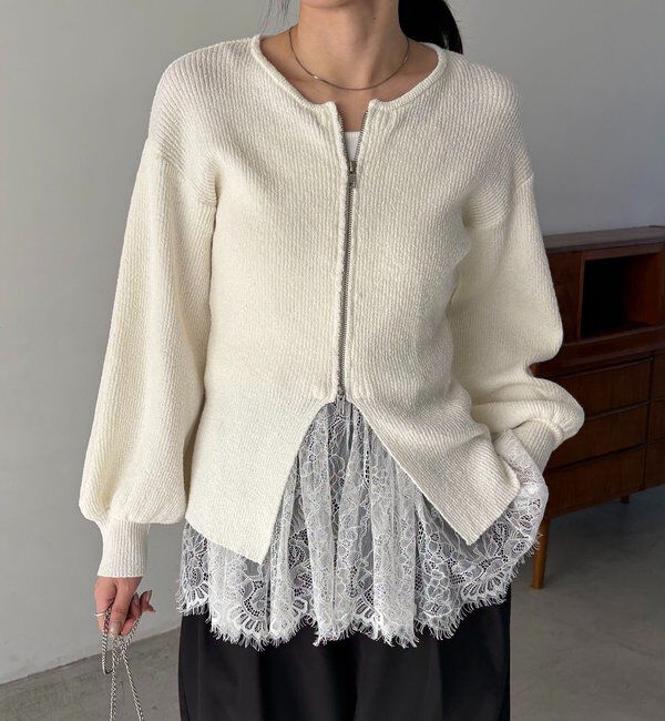  「スラブジップパフカーディガン」|カーディガン|