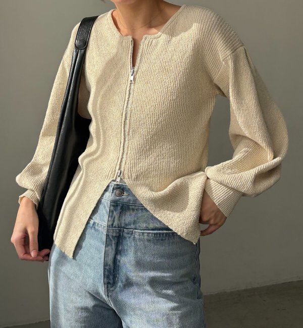  「スラブジップパフカーディガン」|カーディガン|