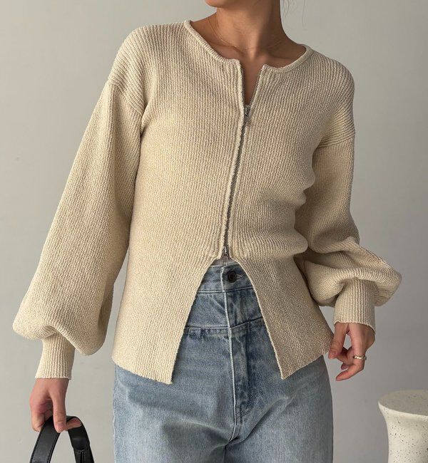  「スラブジップパフカーディガン」|カーディガン|