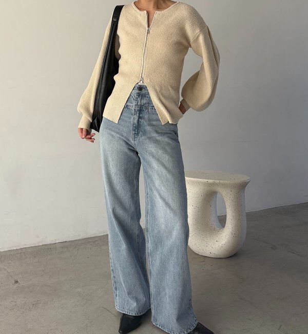  「スラブジップパフカーディガン」|カーディガン|