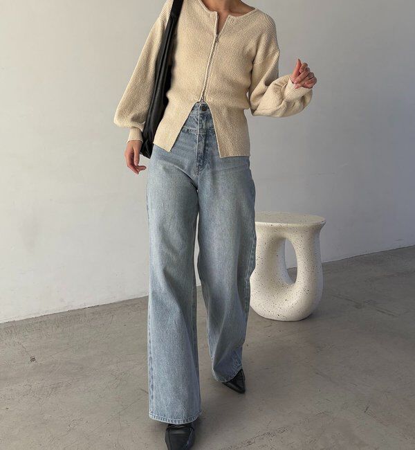  「スラブジップパフカーディガン」|カーディガン|