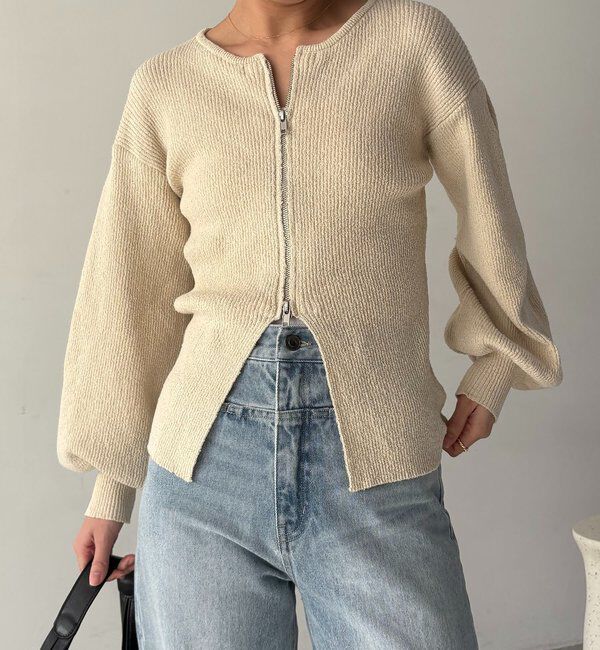  「スラブジップパフカーディガン」|カーディガン|