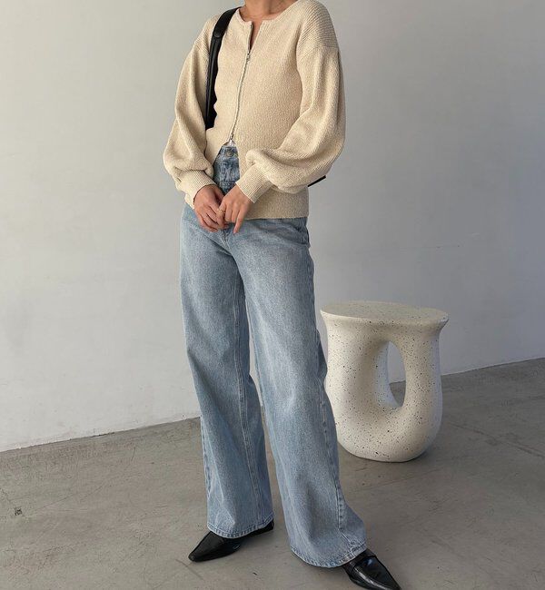  「スラブジップパフカーディガン」|カーディガン|