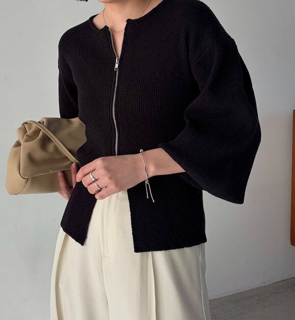  「スラブジップパフカーディガン」|カーディガン|