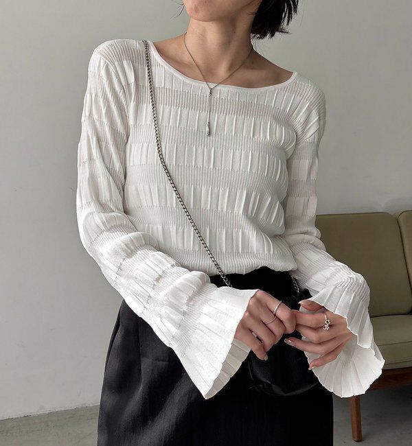  「ランダムリブプルオーバー」|ニット・セーター|ホワイト