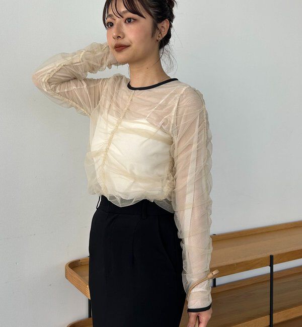  「チュールギャザーブラウス」|シャツ・ブラウス|