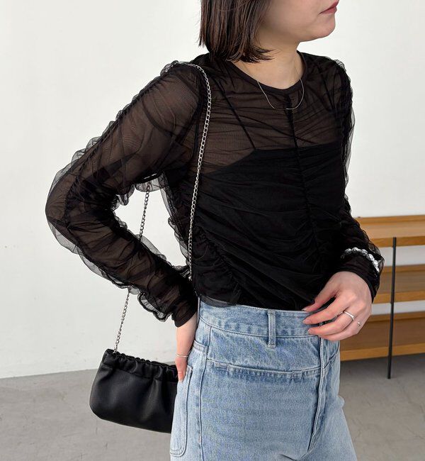  「チュールギャザーブラウス」|シャツ・ブラウス|