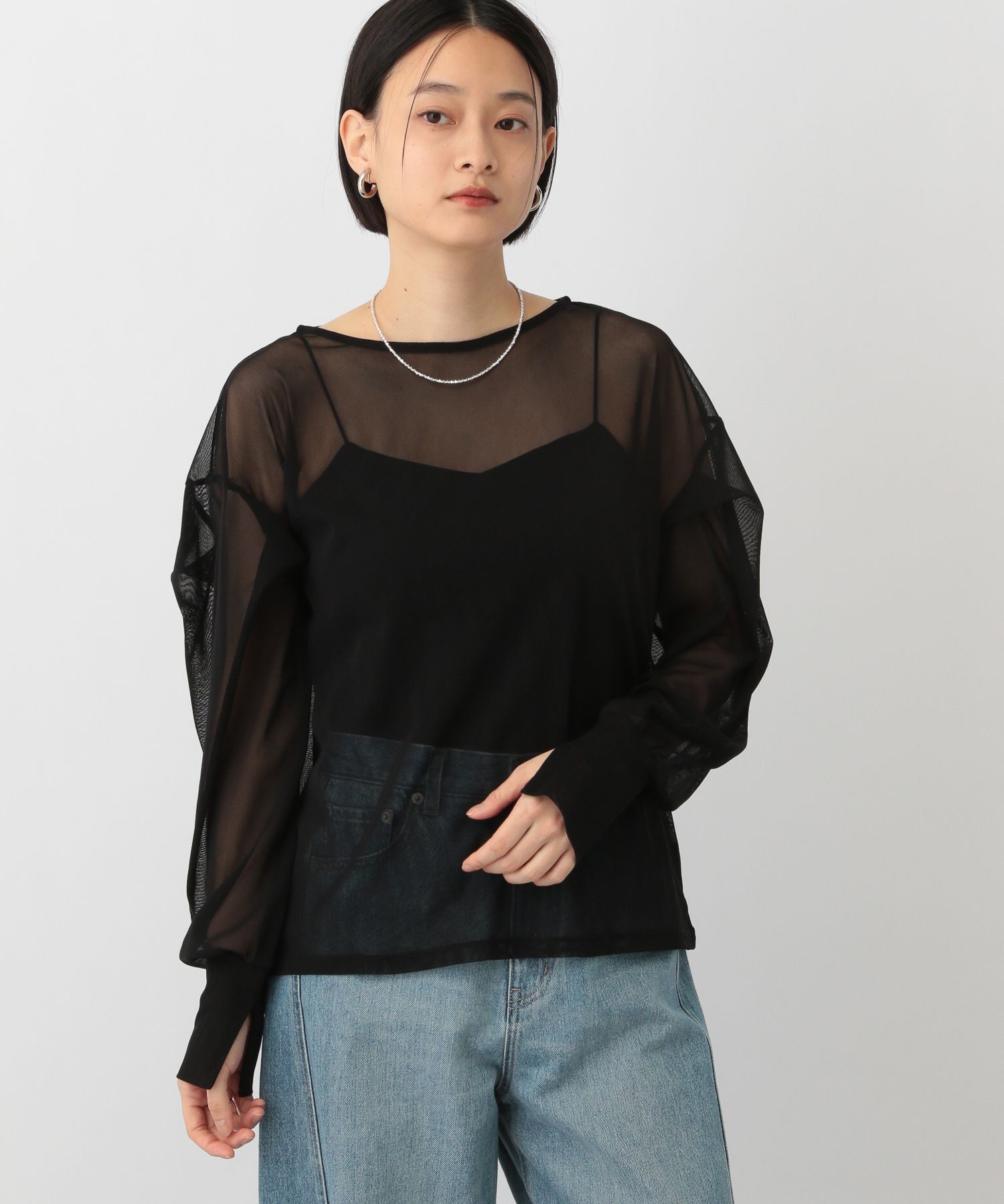 A part by 「チュールパフプルオーバー長袖」|シャツ・ブラウス|ブラック
