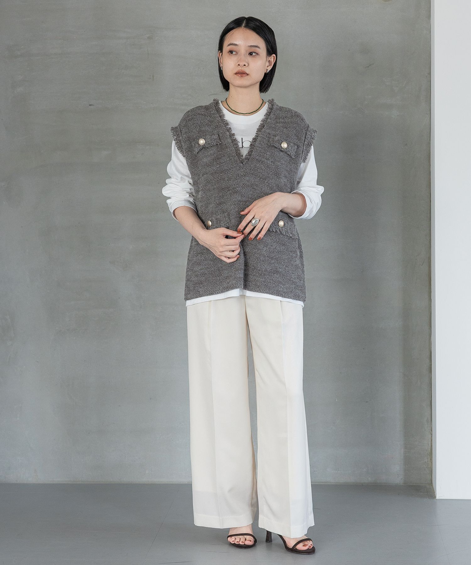 A part by 「ブライトサテンストレートパンツ」|スラックス|