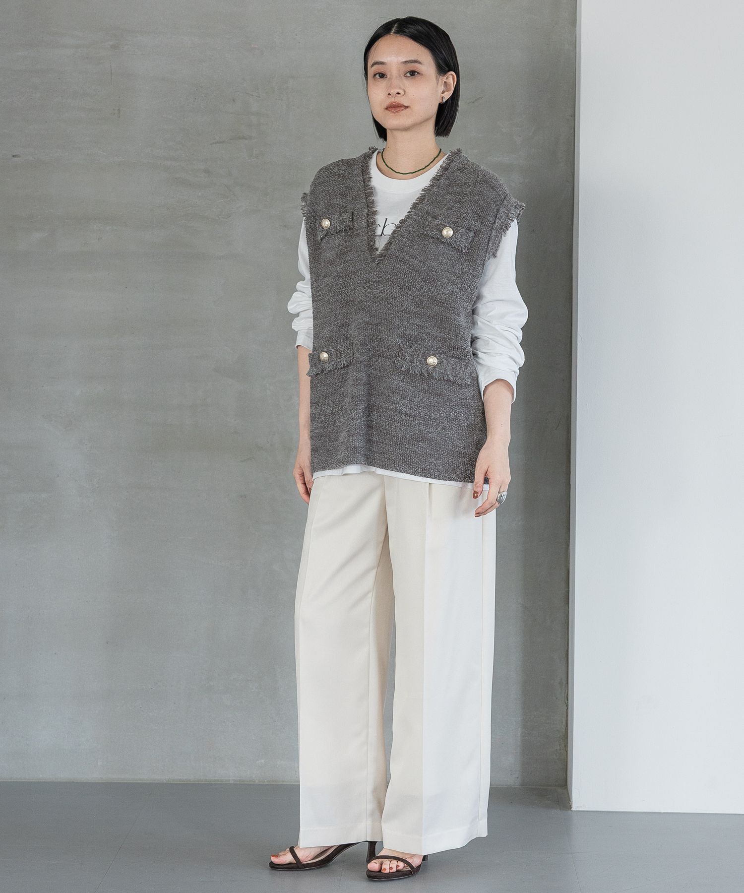 A part by 「ブライトサテンストレートパンツ」|スラックス|