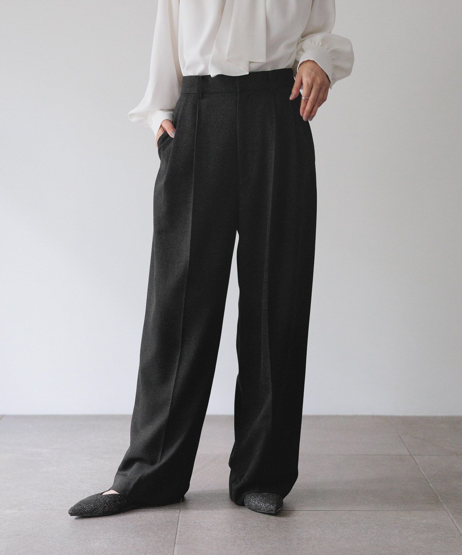  「【入卒／セレモニー】ワイドパンツ」|スラックス|ブラック